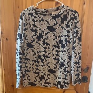LOFT Black and White Textured Top